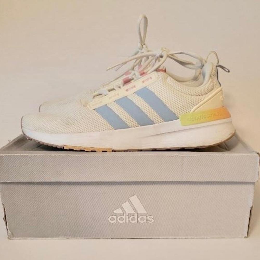 ADIDAS Women's Racer TR21 Running Shoes Off White/Semi Turbo/Pulse Amber Sz 9.5